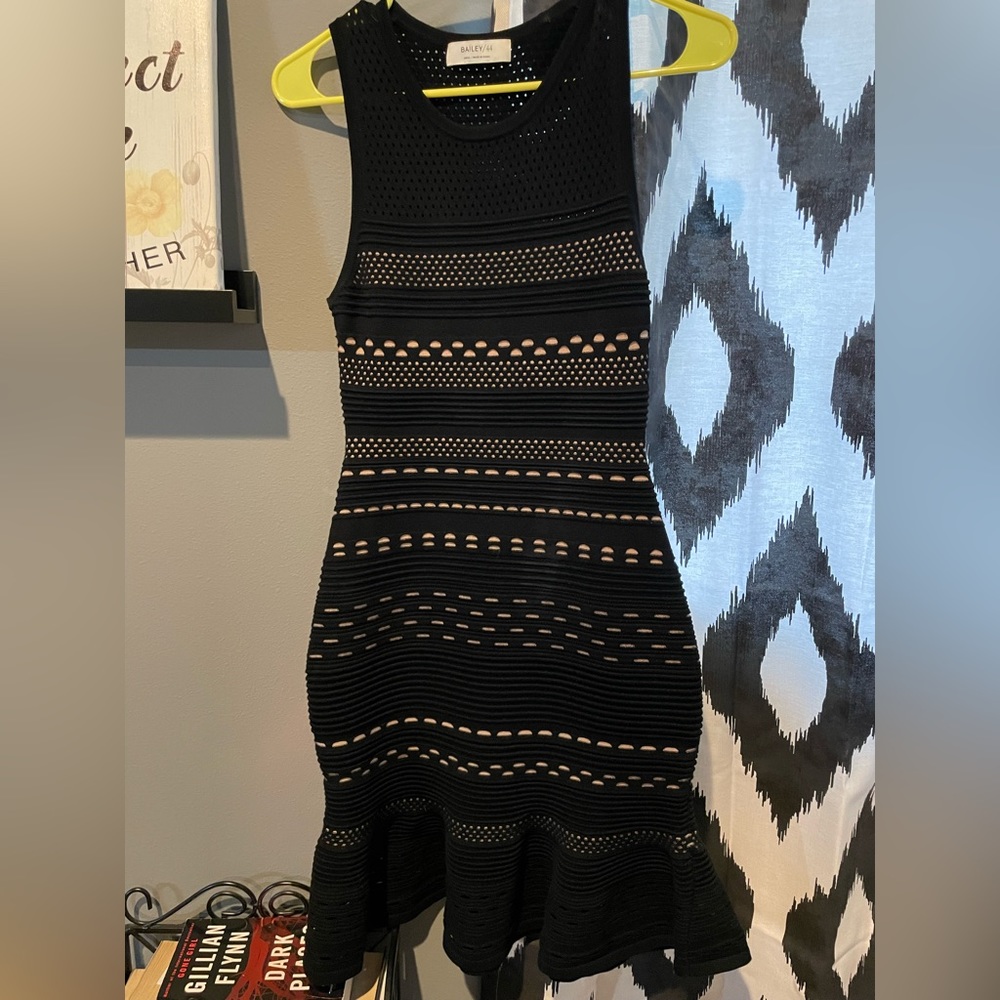Beautifully detailed black and nude dress